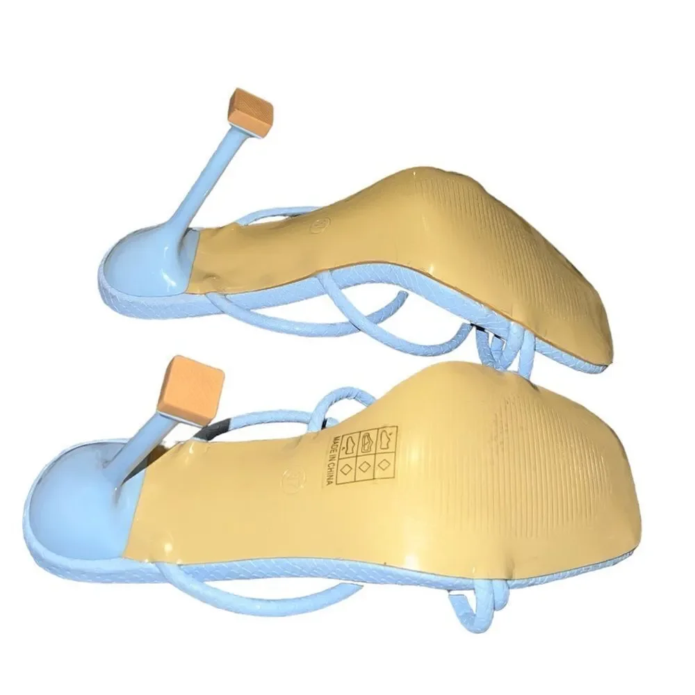 ✨Light Blue Snakeskin Slip On Heels✨